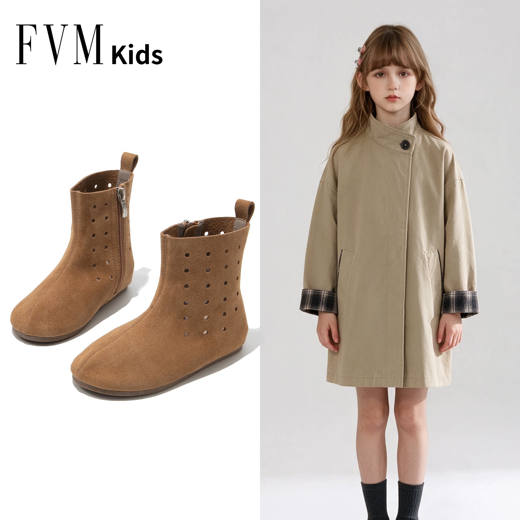 fvm夏季女童短靴皮靴女宝小靴子