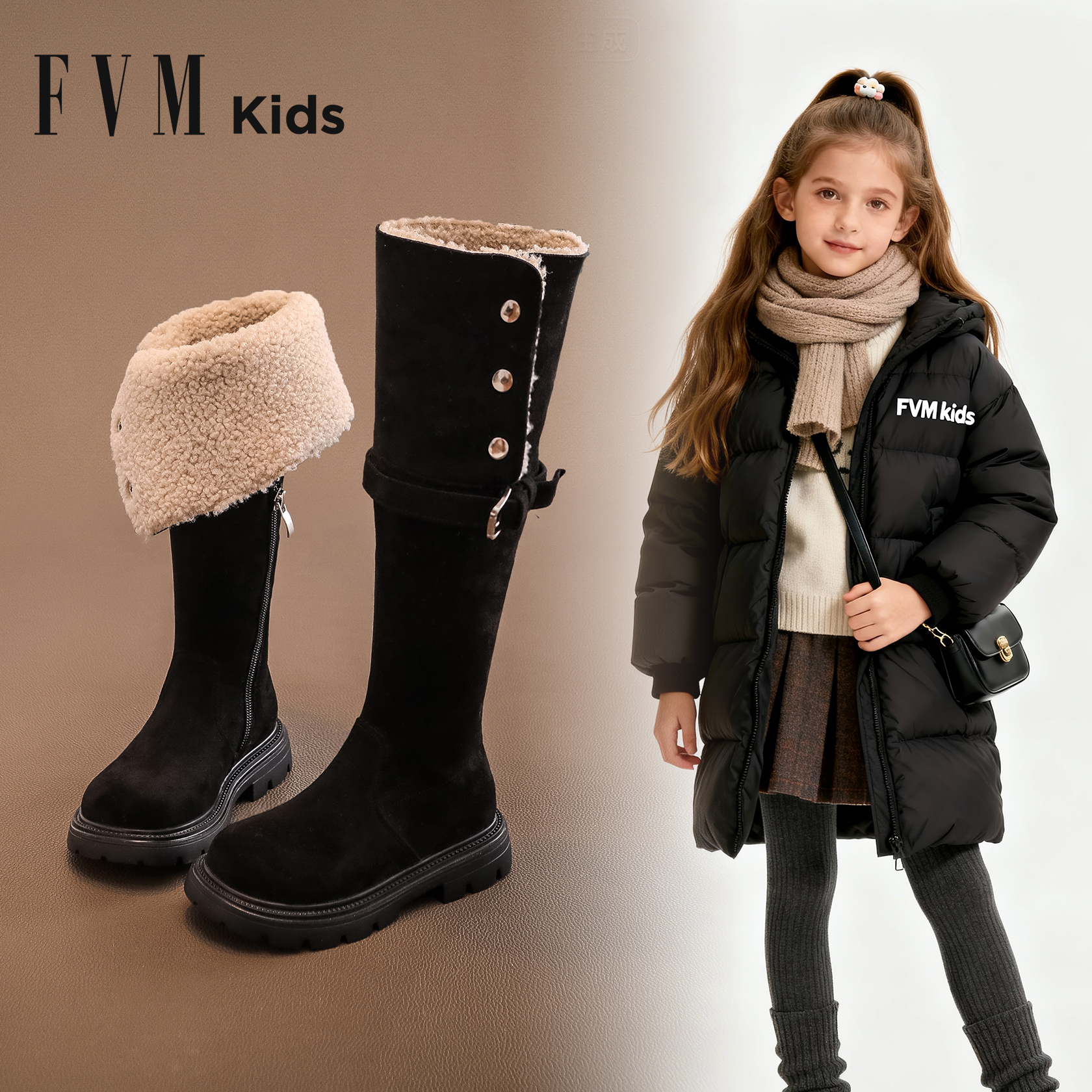 女童鞋子儿童长筒马丁长靴子