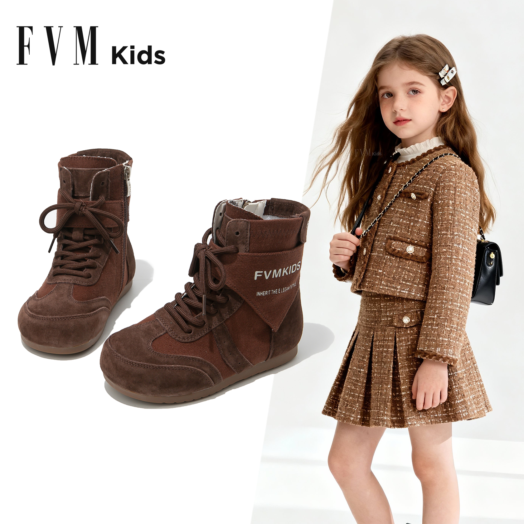FVM女童鞋子儿童马丁短靴子