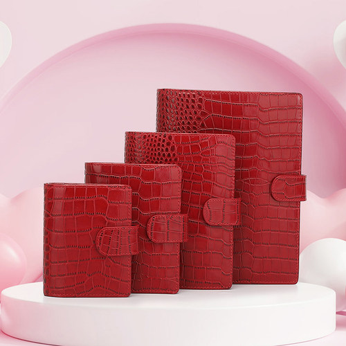 a5a6a7a8m5进口鳄鱼纹真皮牛皮活页手账本笔日记事商务程可拆送礼