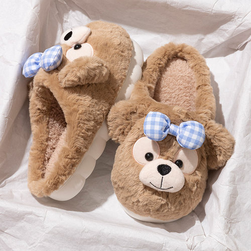可爱雪莉玫棉拖鞋女款秋冬2025新款室内家居保暖毛绒地板棉拖女冬