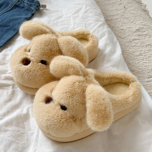 奶呼呼小狗棉鞋毛绒绒棉拖鞋2025新款秋冬季室内家居厚底保暖棉鞋