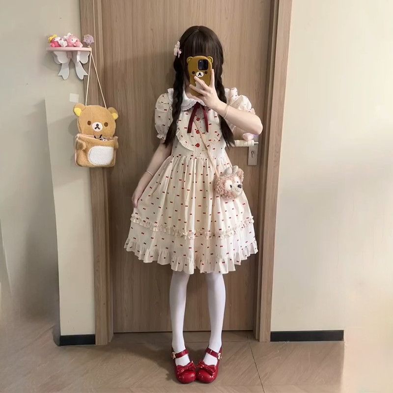 气少女碎花公主裙女夏季