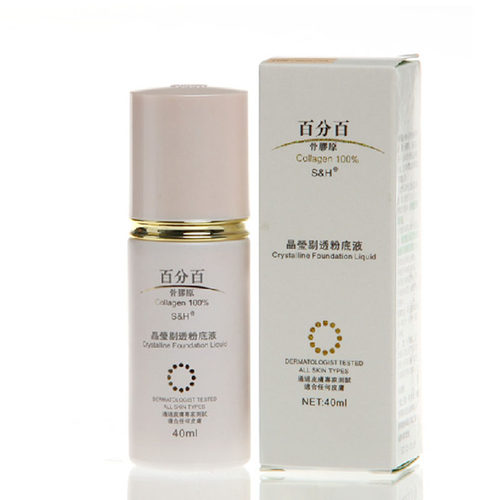 香港进口 S&H/百分百骨胶原晶莹剔透粉底液40ml 自然遮瑕 包邮