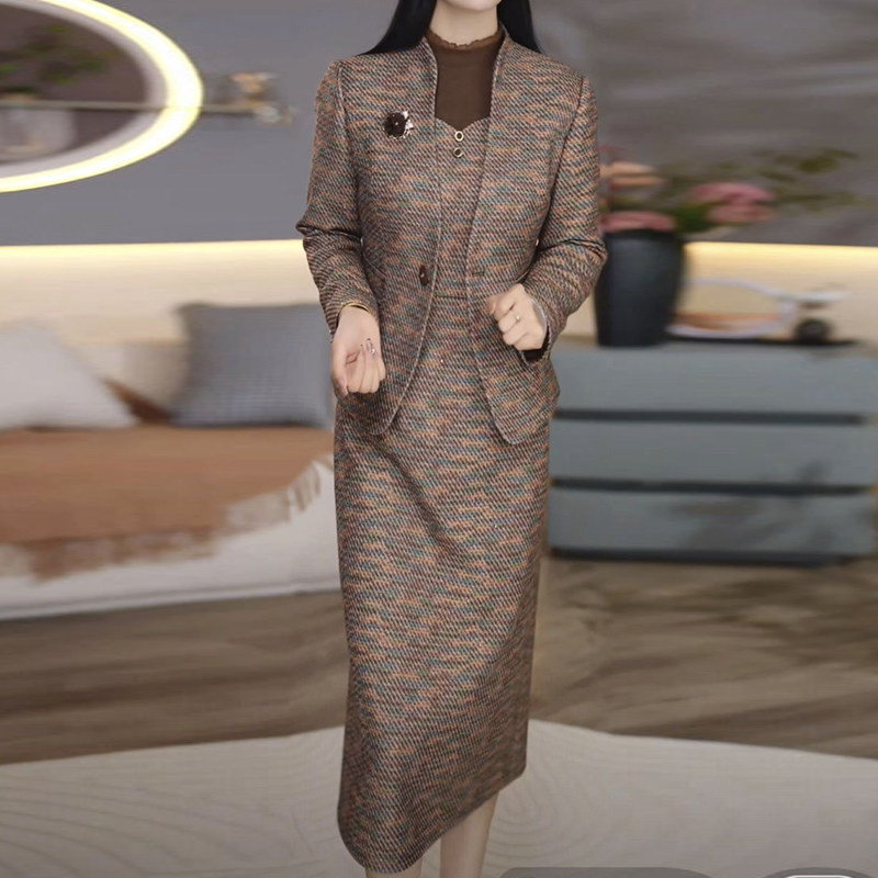 爆款女装连衣裙两件套2025新款秋季时尚短外套阔太太裙子套装