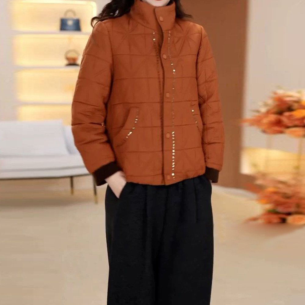 优雅简约轻薄立领棉服女2025年冬季修身显瘦减龄遮肉百搭保暖外套,女装/女士精品,短外套,淘宝优惠券,粉丝福利购,淘宝优惠卷