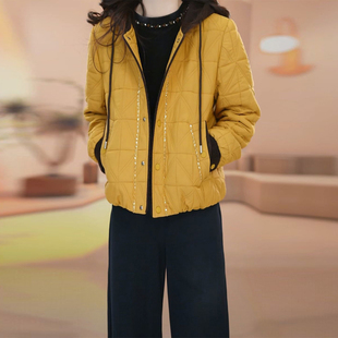 洋气简约轻薄连帽棉服女2025年冬季 休闲显瘦减龄遮肉百搭保暖外套
