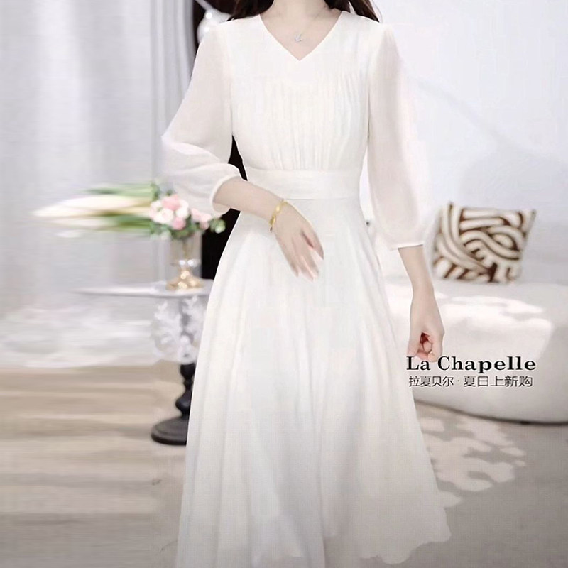 时尚高级冰竹丝气质端庄优雅清晰连衣裙2026早春新款高雅超仙裙子