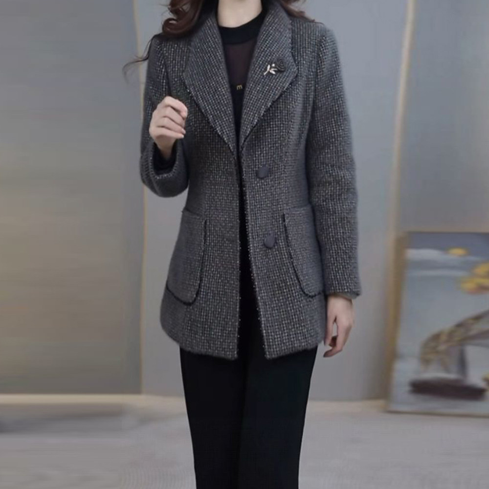 高档时尚洋气贵妃绒大衣女2025年秋冬季修身显瘦减龄百搭保暖外套