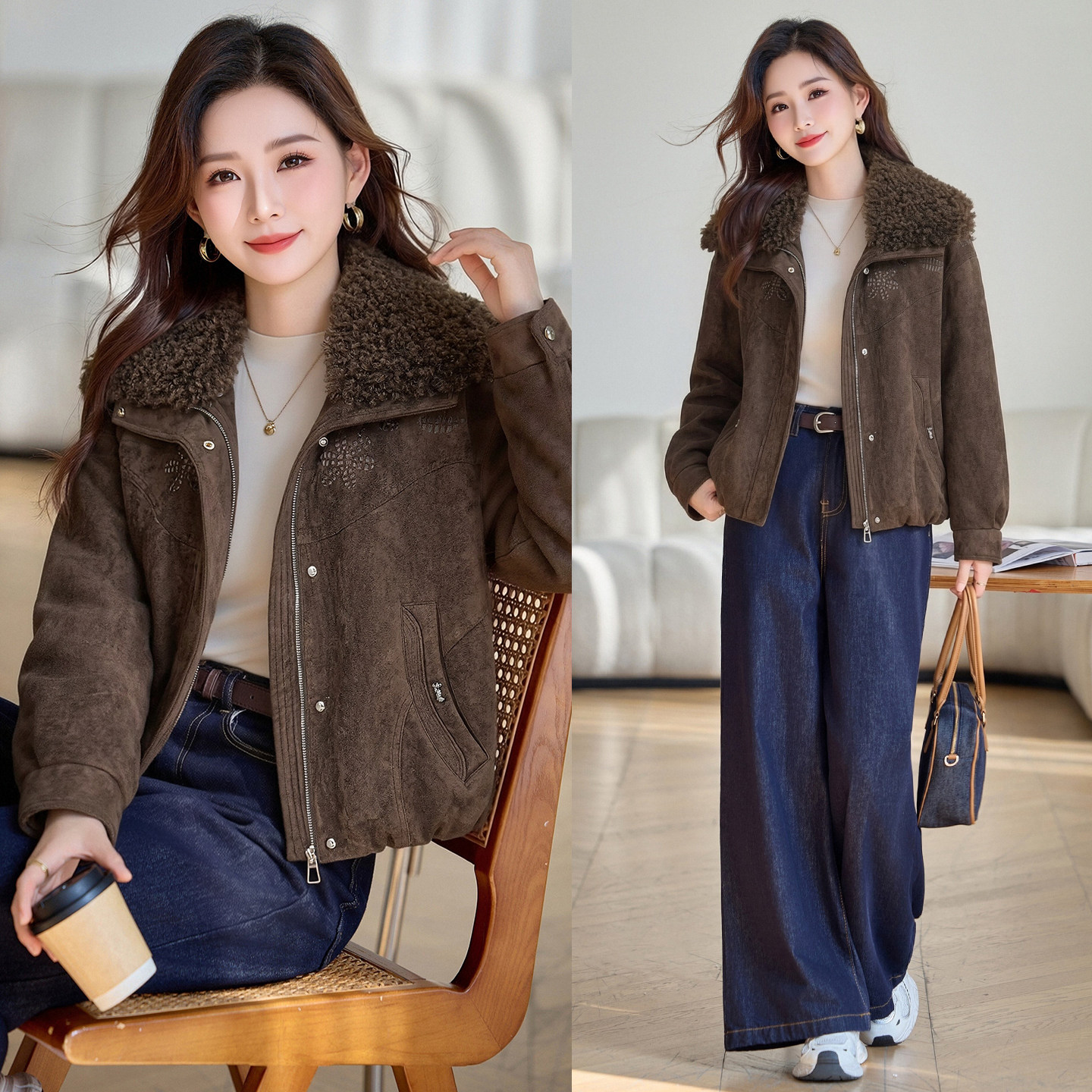 气质休闲风翻领羽绒服女2026年冬季宽松显瘦减龄遮肉百搭保暖外套