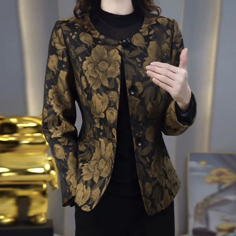 气质短外套新款提花香风圆领复古中式百搭国风上衣新中式国风女装