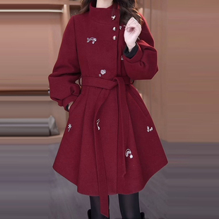 轻奢雪尔绒加绒加厚大衣女2025年冬季修身显瘦减龄遮肚中长款外套