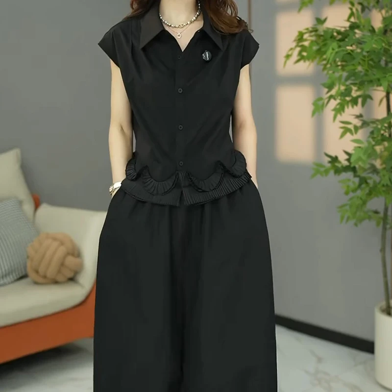 高端简约上衣搭半身裙女2026年夏季修身显瘦减龄遮肚中长款套装裙