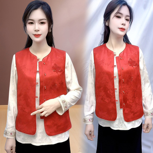 高端优雅新中式国风马甲女2026年春季修身显瘦减龄遮肉百搭短上衣