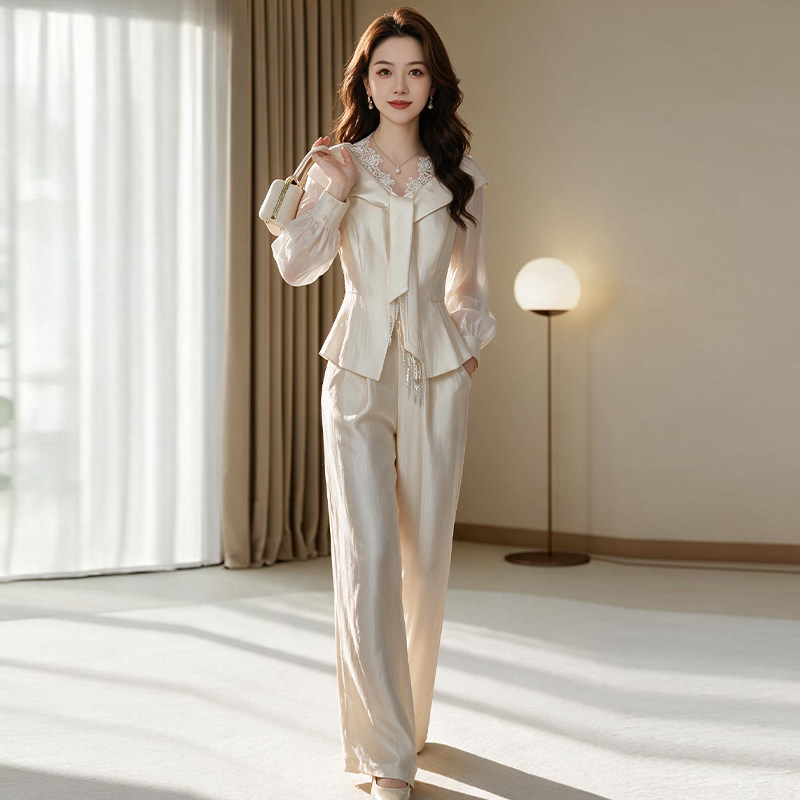 洋气减龄长袖两件套女2026年春秋新款气质妈妈休闲显瘦阔腿裤套装