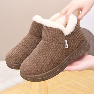 冬季新款加厚加绒舒适雪地靴一脚蹬时尚棉鞋外穿妈妈棉鞋防寒保暖