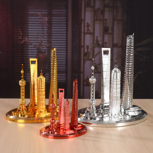 上海中心大厦东方明珠塔金属建筑模型桌面摆件旅游纪念品特色礼品