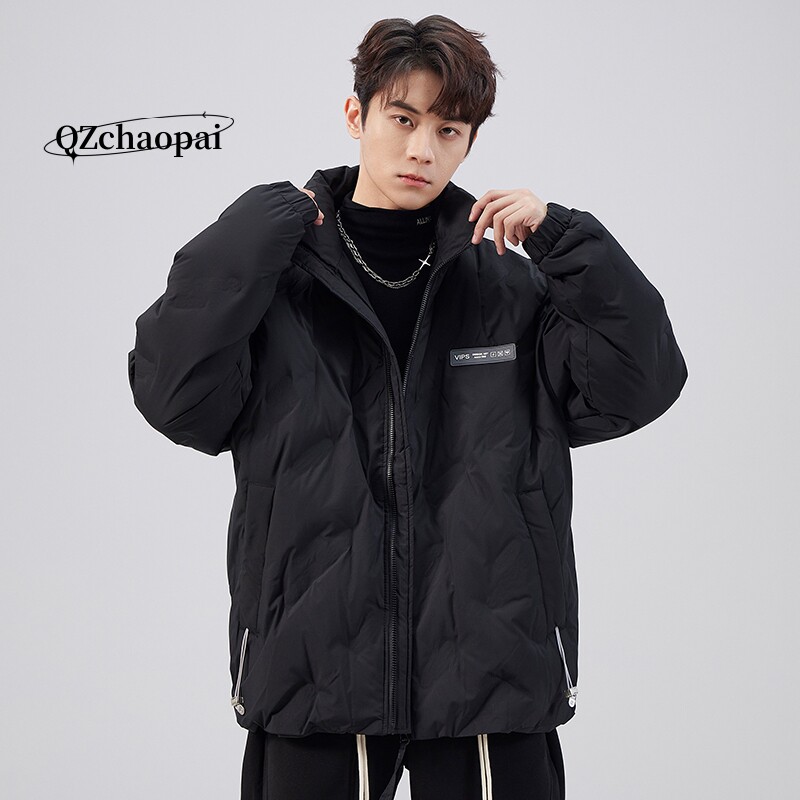 冬季短款羽绒服潮牌黑色夹克新款男士加厚保暖冬装白鸭绒外套男生