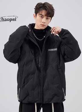 冬季短款羽绒服潮牌黑色夹克新款男士加厚保暖冬装白鸭绒外套男生
