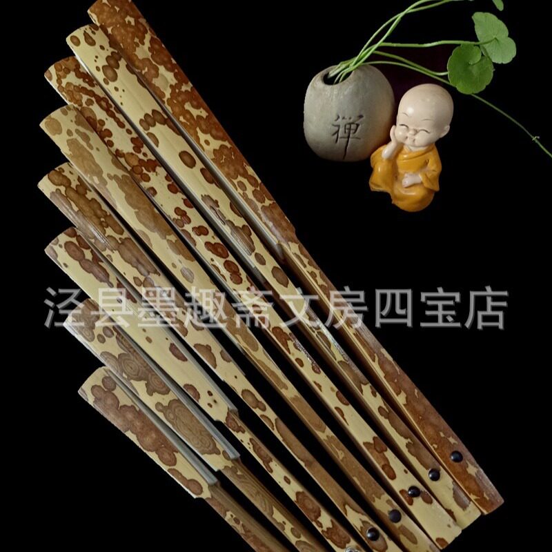 批发古风文玩折扇云妃梅妃梅鹿蝴蝶花斑竹男女夏季手工宣纸竹制