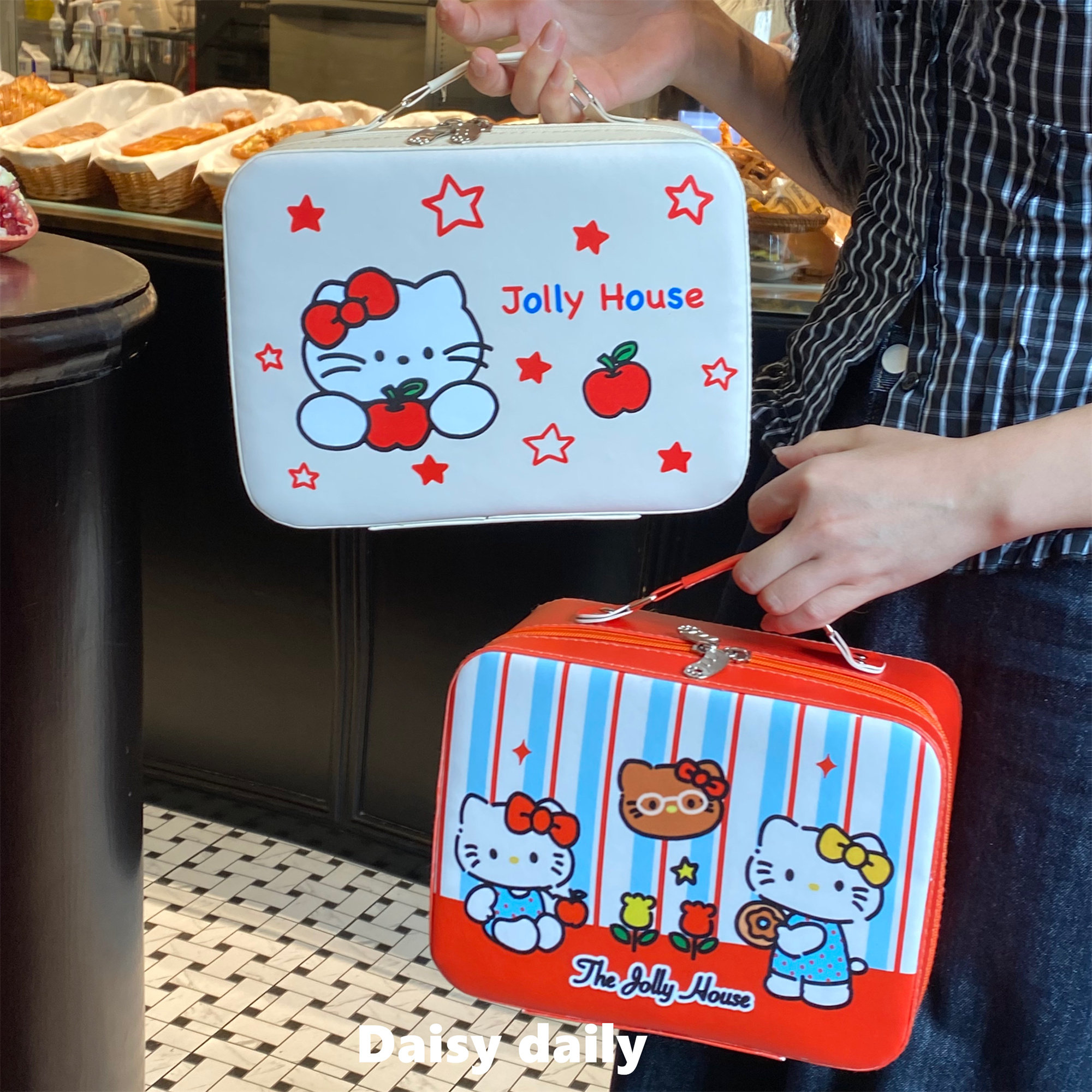 带镜子化妆箱可爱卡通硬壳便携化妆包旅行防水手提洗漱收纳包学生,收纳整理,化妆包,淘宝优惠券,粉丝福利购,淘宝优惠卷