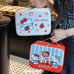 带镜子化妆箱可爱卡通硬壳便携化妆包旅行防水手提洗漱收纳包学生