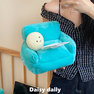 毛绒沙发纸巾盒客厅抽纸盒桌面餐巾纸可爱车载家用茶几装 饰纸抽盒