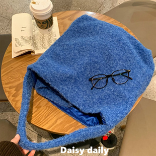 韩系慵懒风毛绒绒单肩包大容量通勤百搭腋下托特包包女式2026新款