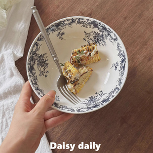 法式 复古花纹陶瓷碗面碗水果沙拉碗酸奶碗米饭饭碗轻食碗家用盘