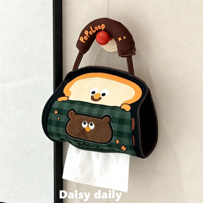 可爱小熊挂式纸巾袋布艺车载家用纸巾盒卫生间客厅抽纸盒2026新款