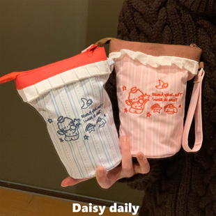 粉色梦境蓝色海盐大容量水桶笔袋高颜值小众帆布拉链文具收纳包