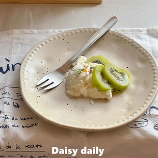 ins风泼墨盘子不规则法式 甜品盘早餐盘子高颜值家用复古陶瓷餐具