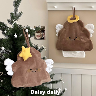 创意纸巾袋车载悬挂式 纸巾收纳袋可爱波点卧室卫生间抽纸盒收纳袋