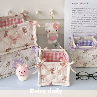 ins风可爱小熊收纳筐家用篮子收纳篮桌面整理置物篮学生宿舍储物