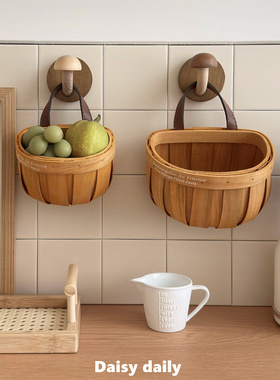 姜蒜收纳筐编织收纳篮厨房放葱姜蒜头竹编壁挂篮子生姜大蒜收纳盒