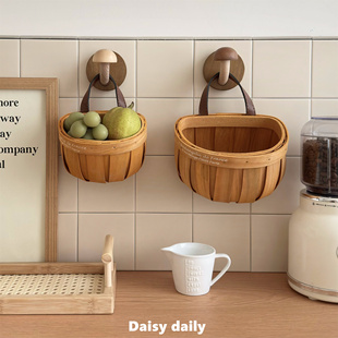 姜蒜收纳筐编织收纳篮厨房放葱姜蒜头竹编壁挂篮子生姜大蒜收纳盒
