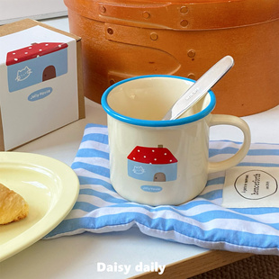 红顶小房子~自制马克杯高颜值家用喝水陶瓷杯大容量咖啡杯牛奶杯