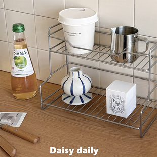 置物架简约不锈钢桌面收纳架分层架厨房多功能储物架客厅整理杯架