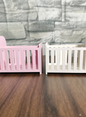 娃娃屋DIY场景配件微缩婴儿床dollhouse迷你仿真小床1:12家具玩具