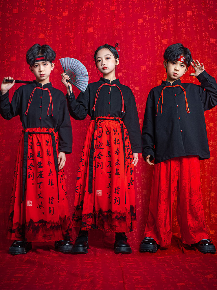 中国风儿童演出服小学生啦啦队运动会服装幼儿园舞蹈服马面裙表演