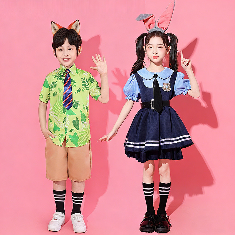 六一儿童演出服幼儿园舞蹈服小学生运动会啦啦队表演兔子警官服装