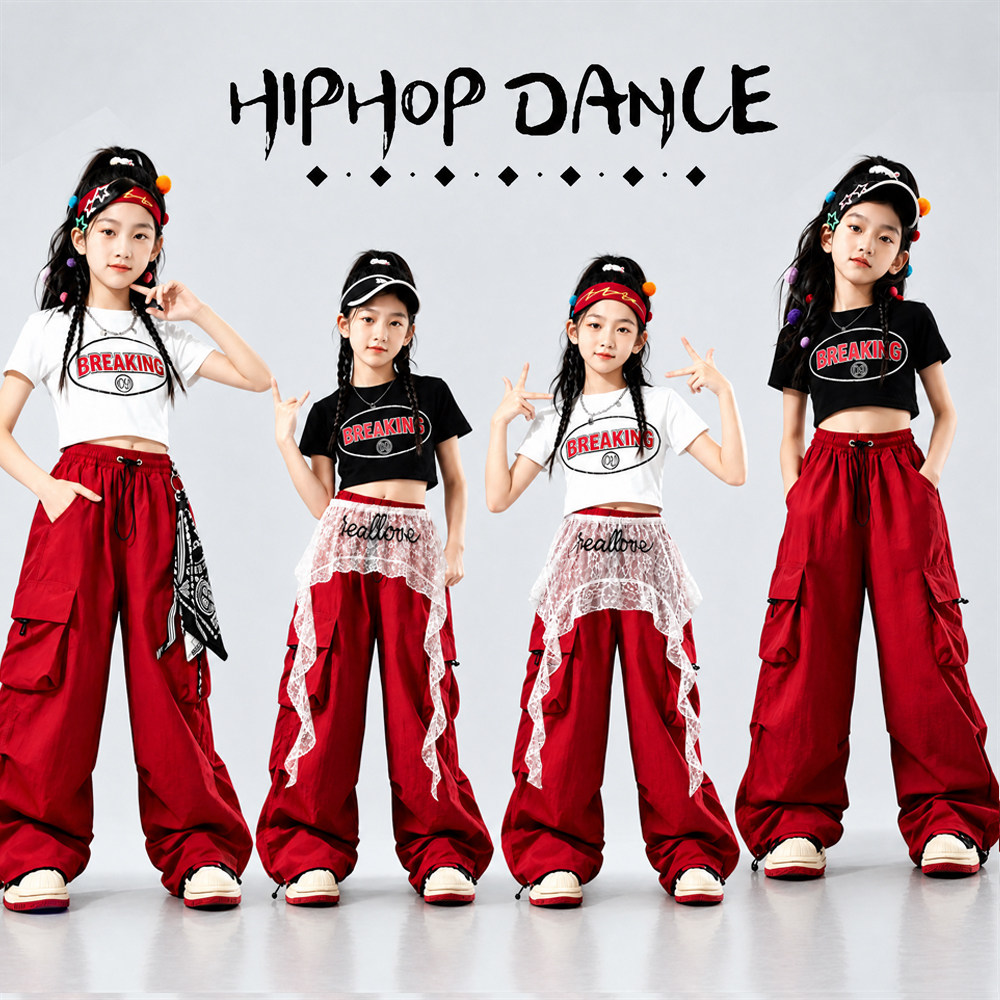 女童爵士舞服装儿童街舞套装演出服工装裤高腰JAZZ潮酷时髦秋新款图片