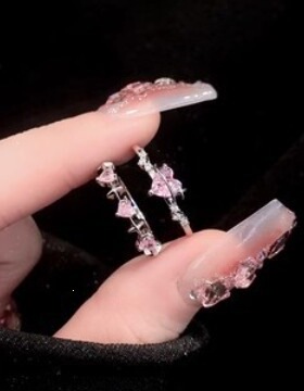 芭比粉钻爱心戒指女小众设计高级
