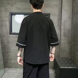 A3030中国风男装2021夏新品凤凰刺绣盘扣宽松短袖T恤p55，男装T恤，钱塘7008(原4008)