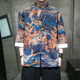 风2026抗皱冰丝夏季盘扣新汉服短袖衬衫/衬衣A878*p60，男装T恤，钱塘7008(原4008)