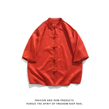 麦穗提花夏季新品2025风汉服短袖衬衫/衬衣A677-p65，男装衬衫，钱塘7008(原4008)