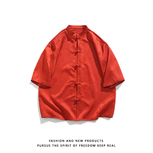 麦穗提花 夏季新品2025 风 汉服短袖衬衫/衬衣A677-p65图片
