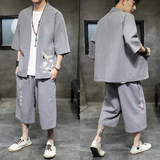夏款男2026大码风刺绣开衫套装汉服套装特价A1070-p80，男装休闲套装，钱塘7008(原4008)