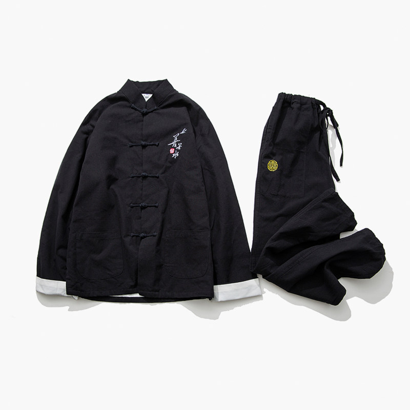 F01中国风2021秋冬上善若水盘扣汉服套装P95,男装休闲套装,钱塘7008(原4008)