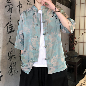 有货龙凤提花 夏季新品2026 风 汉服短袖衬衫/衬衣A676-p65图片